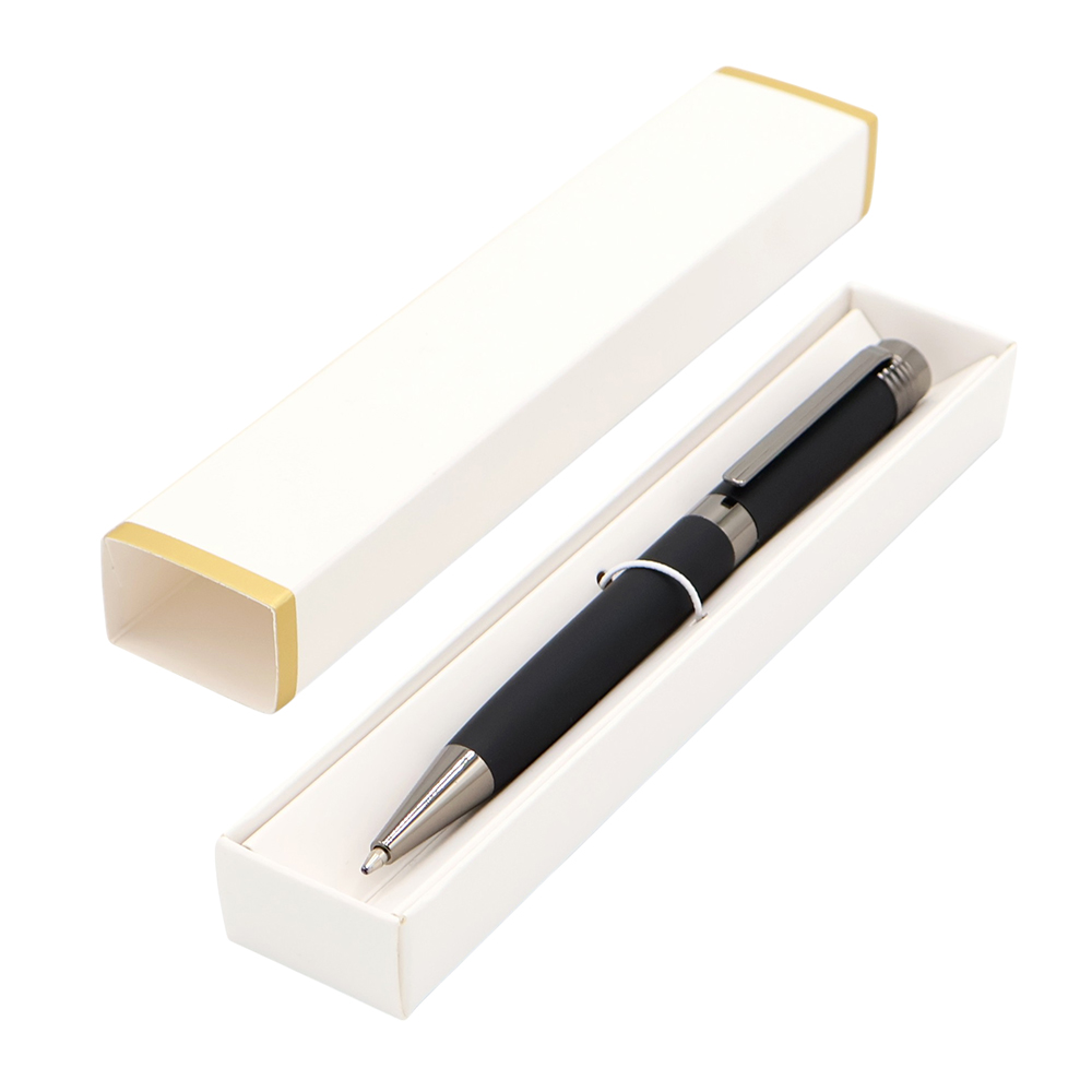 Ручка Senator в коробке Cradle белой с позолотой, чёрная