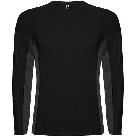 Спортивная футболка SHANGHAI L/S мужская, ЧЕРНЫЙ/ТЕМНЫЙ ГРАФИТ L