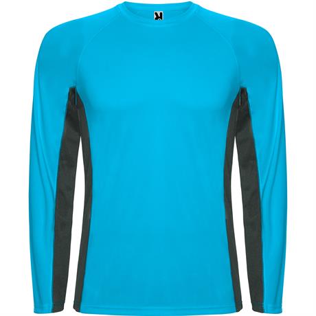 Спортивная футболка SHANGHAI L/S мужская, БИРЮЗОВЫЙ/ТЕМНЫЙ ГРАФИТ L