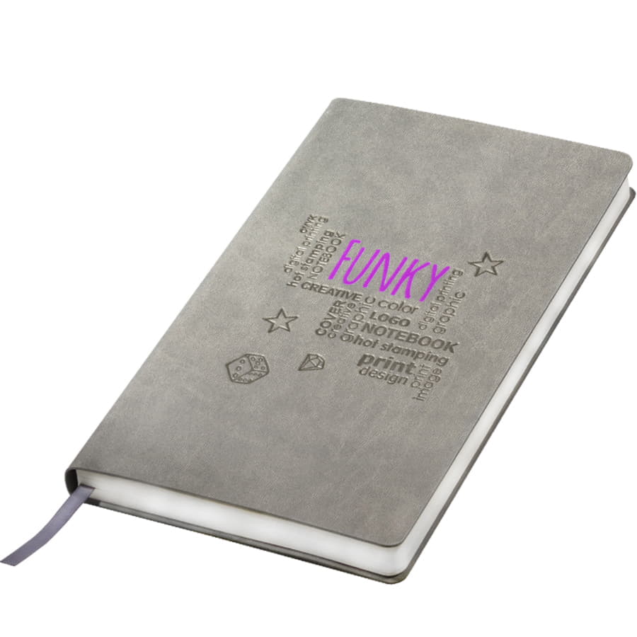 Бизнес-блокнот FUNKY, 130*210 мм, серый, красный форзац, мягкая обложка, блок-линейка