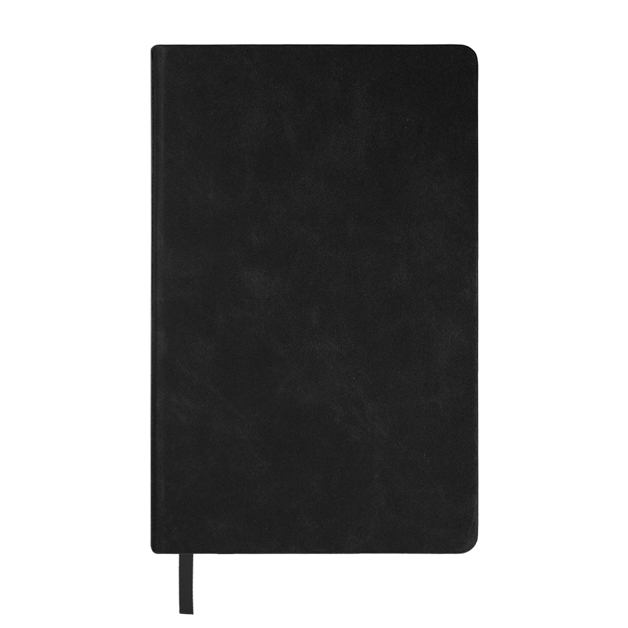 Ежедневник недатированный Muse,черный, формат А5, с декоративной серой полосой, блок в линейку