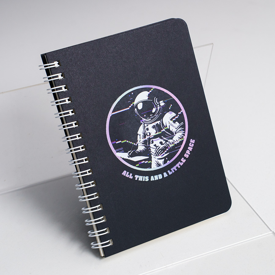 Блокнот на двойной пружине HELIX MINI, 105 х 150  мм, черный с красным, блок в клетку