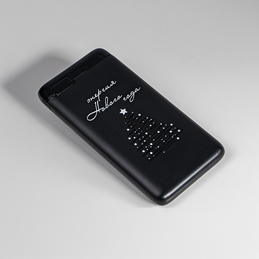 Универсальный аккумулятор Flash 5 (5000 мАч) с подсветкой и soft touch, черный, 9,8х6.3х1,3 см