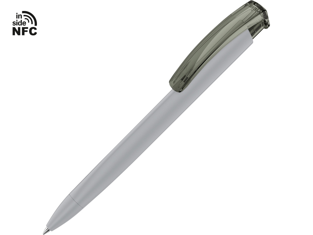 Ручка пластиковая шариковая трехгранная Trinity K transparent Gum soft-touch с чипом передачи информации NFC