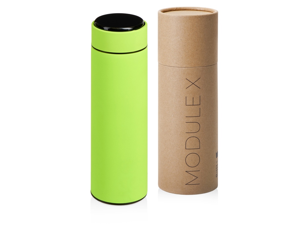 Вакуумный термос Module X с индикатором температуры и медной изоляцией, 500 мл, крафтовый тубус