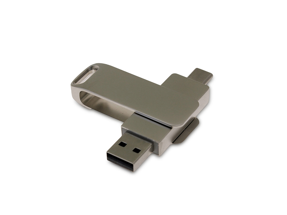 USB 3.0- флешка на 256 Гб с поворотным механизмом и дополнительным разъемом Type-C