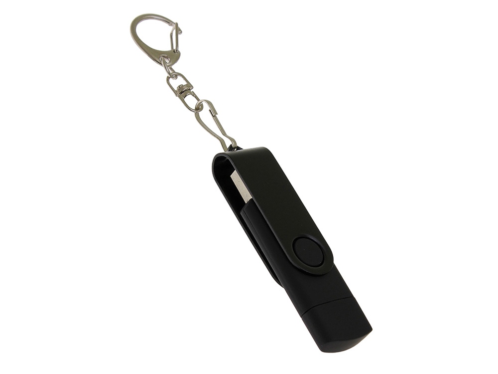 USB 2.0- флешка на 128 Гб с поворотным механизмом и дополнительным разъемом Type-C