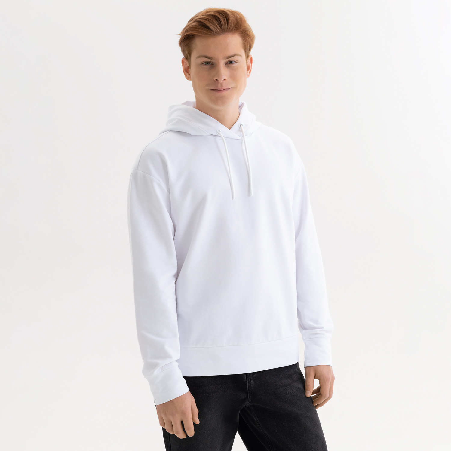 Худи с капюшоном, унисекс  ALEX белый, размер S